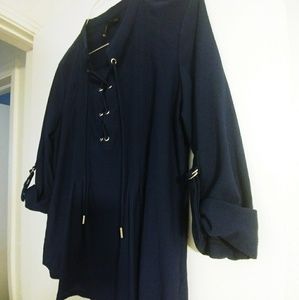 Navy crepe feel fabric blose